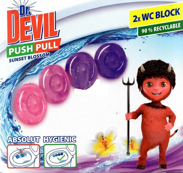 Dr.Devil WC Push Pull gel 2x20g Sunset B | Čistící, dezinf.prostř., dezodoranty - Přípravky na WC - Závěsy na WC a pissoárové kostky